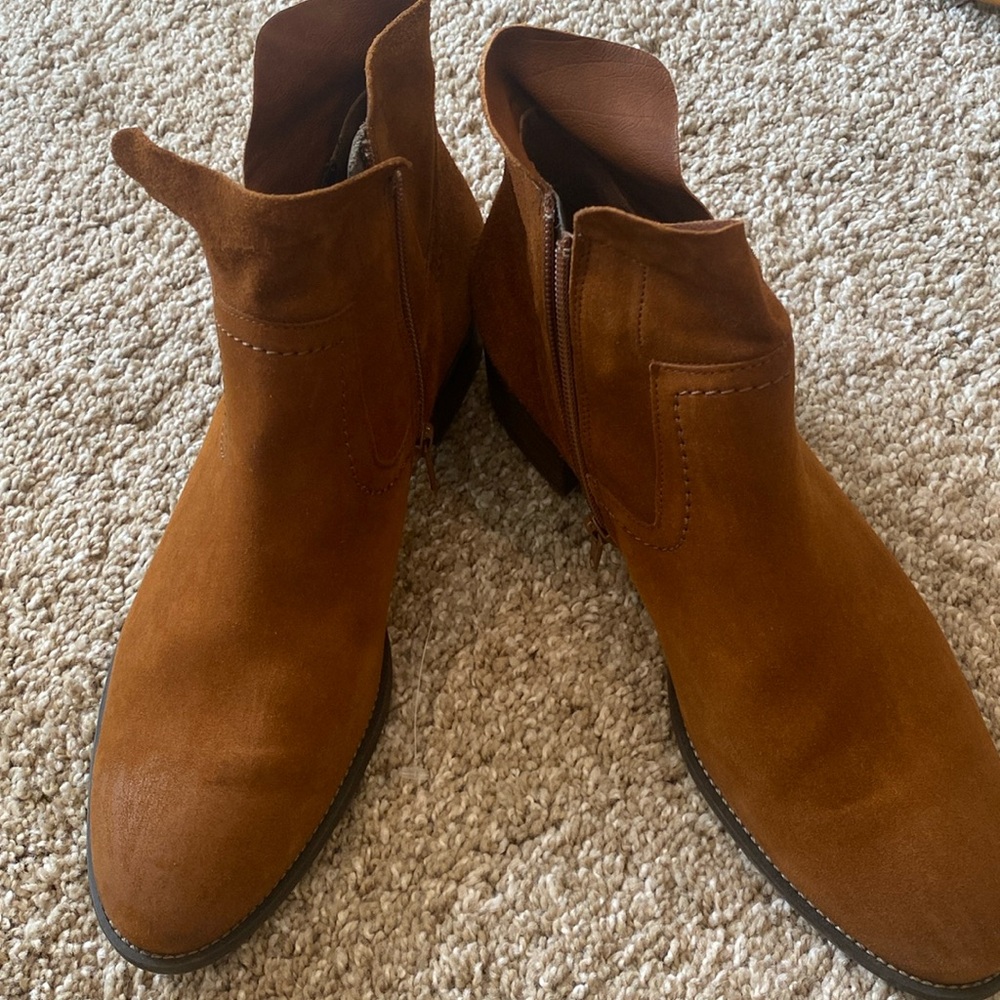 Paul Green Nicole Suede Leather Boot ~ Bootie Low Heel Side Zip UK 7/US 9.5